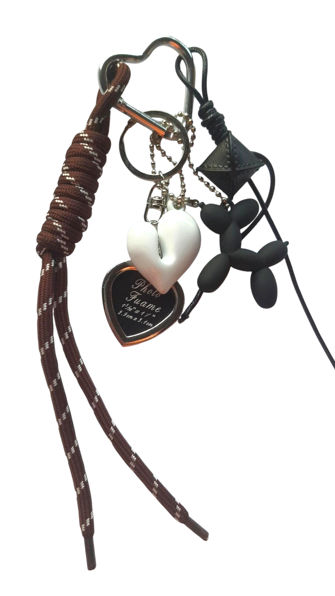 white heart and black dog bag charm