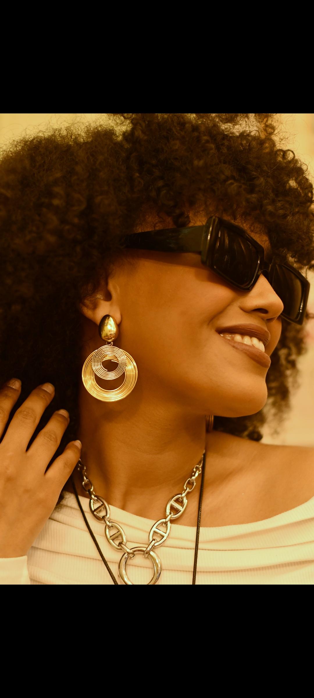 gold and silver earing